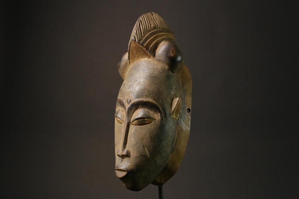 African wood mask antiques made of carved wood Vintage Yohoure Masks for wall-7313