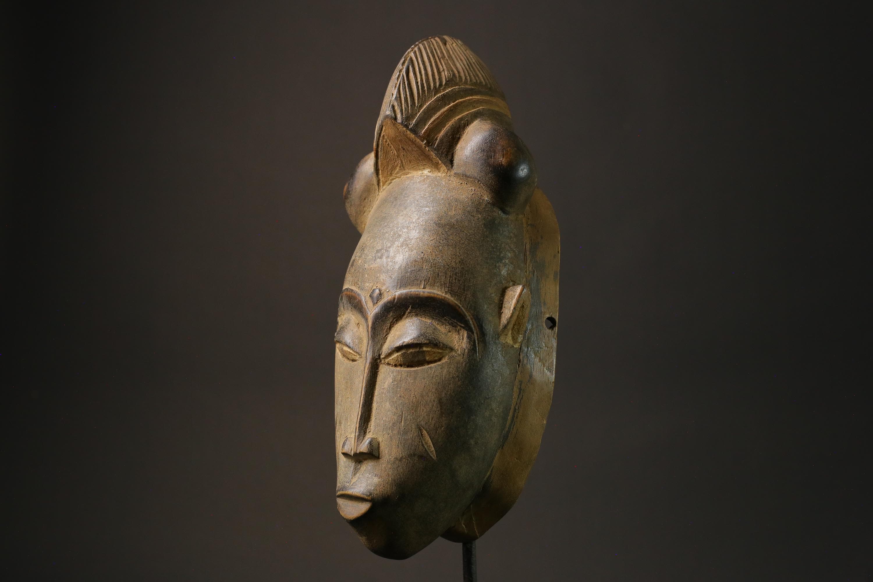 African wood mask antiques made of carved wood Vintage Yohoure Masks for wall-7313