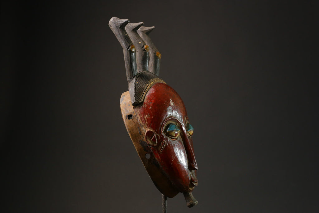 African mask antiques tribal Face vintage Wood Carved Hanging Guro Masks for wall-G2702