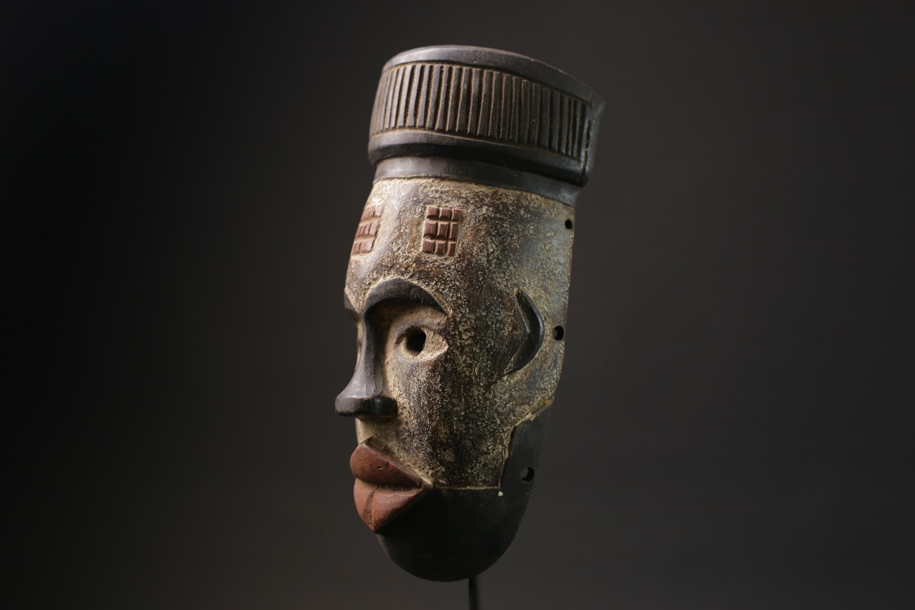 African mask antiques tribal Bwami Primitive Art Collectibles Wood GURO masks for wall-5592