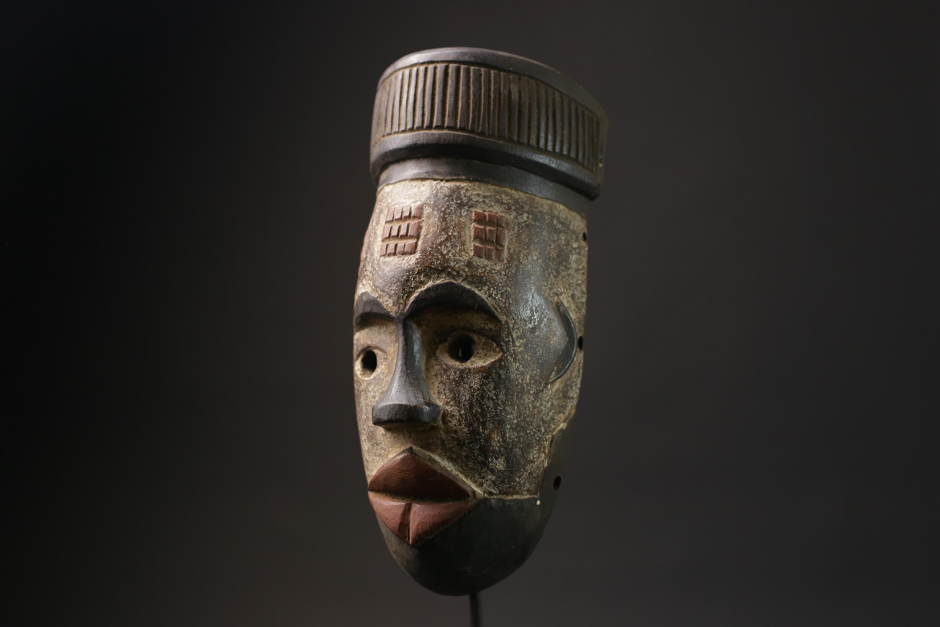 African mask antiques tribal Bwami Primitive Art Collectibles Wood GURO masks for wall-5592