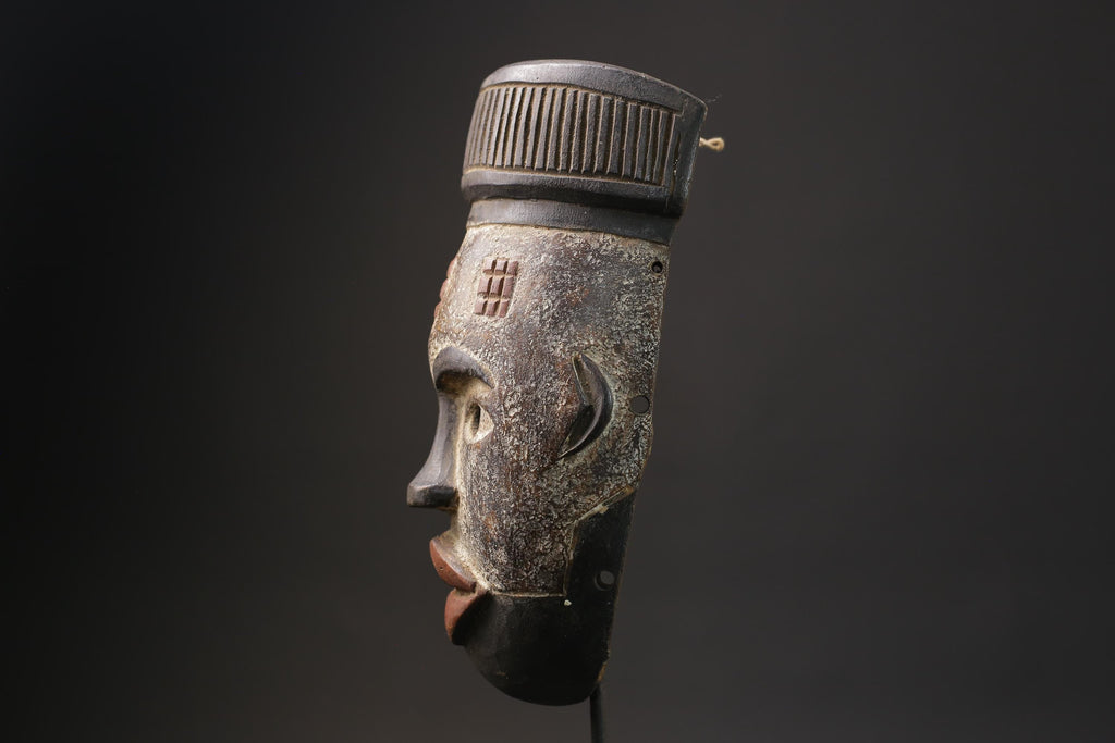 African mask antiques tribal Bwami Primitive Art Collectibles Wood GURO masks for wall-5592