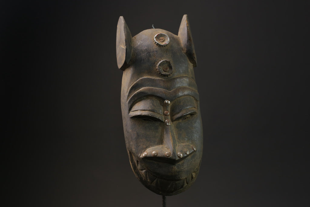African Mask Antiques Tribal Face Vintage Wood Carved Yaure Guro masks for wall-8548