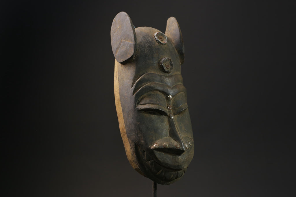 African Mask Antiques Tribal Face Vintage Wood Carved Yaure Guro masks for wall-8548