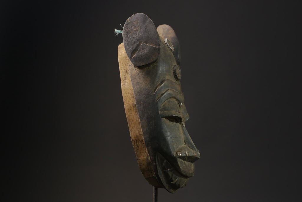 African Mask Antiques Tribal Face Vintage Wood Carved Yaure Guro masks for wall-8548