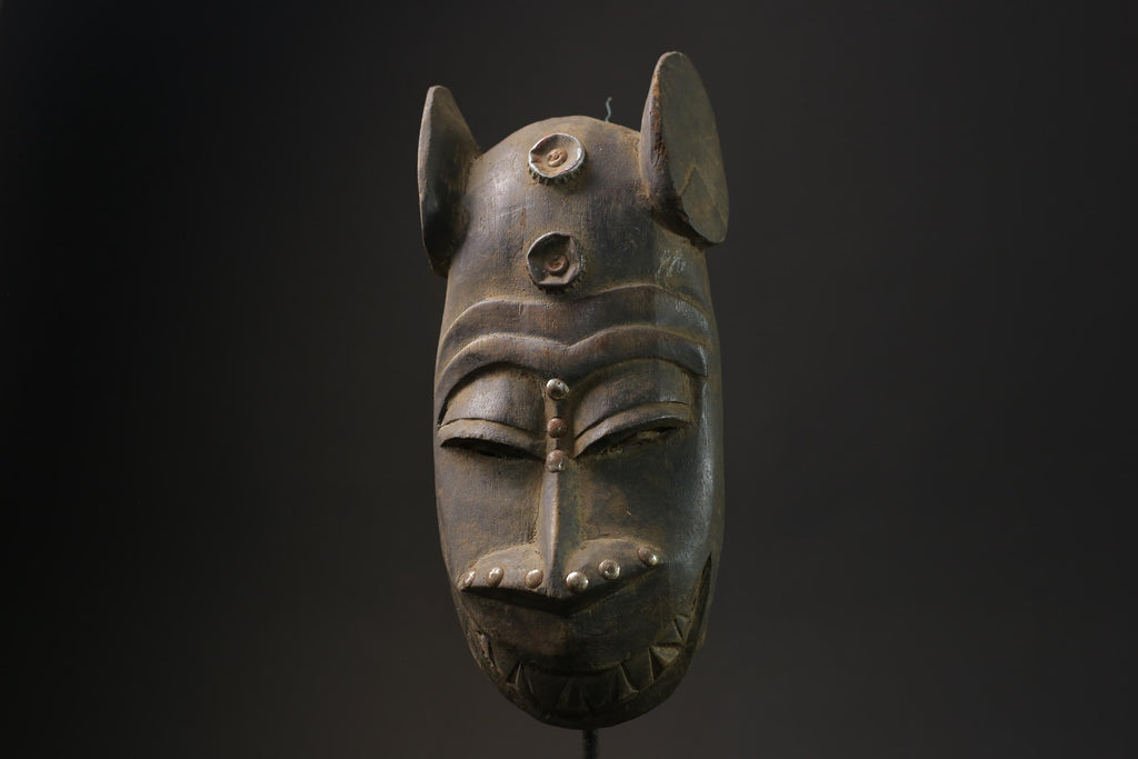 African Mask Antiques Tribal Face Vintage Wood Carved Yaure Guro masks for wall-8548