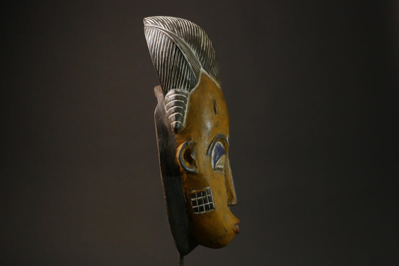 African wood mask antiques Traditional Guru Tribe Yellow Masks for wall-7351