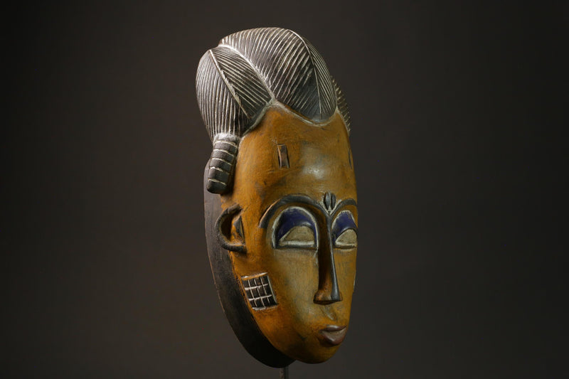 African wood mask antiques Traditional Guru Tribe Yellow Masks for wall-7351