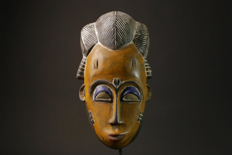 African wood mask antiques Traditional Guru Tribe Yellow Masks for wall-7351