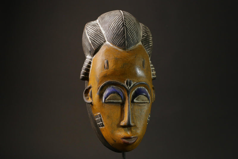 African wood mask antiques Traditional Guru Tribe Yellow Masks for wall-7351