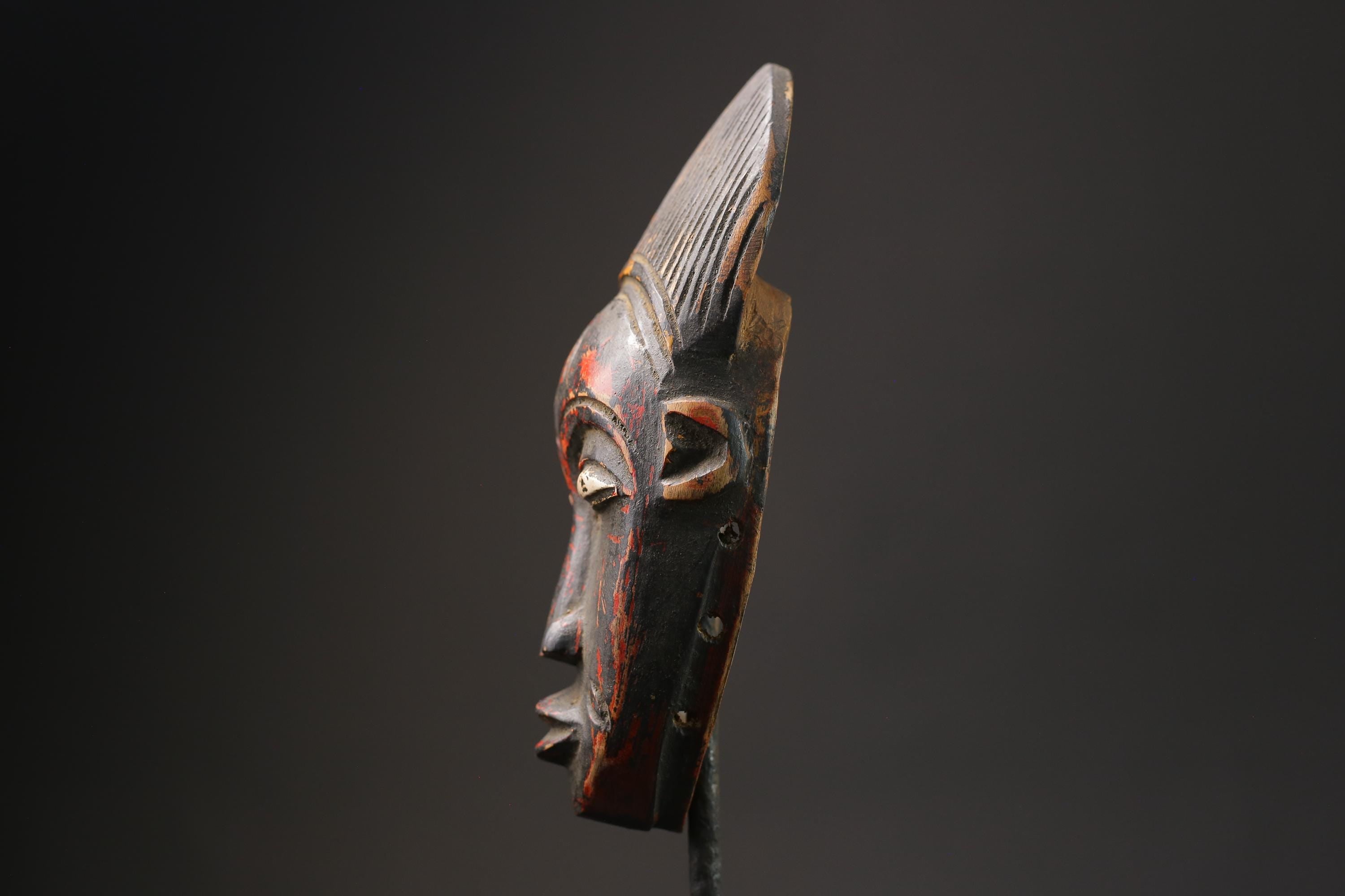 African wood mask antiques Face Vintage Wood Carved Hanging Guro masks for wall-9756