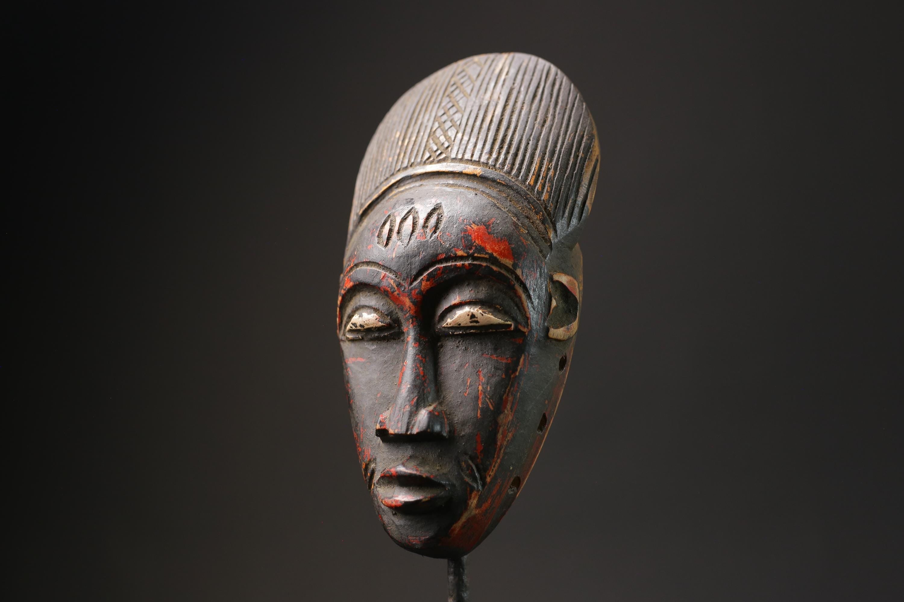 African wood mask antiques Face Vintage Wood Carved Hanging Guro masks for wall-9756