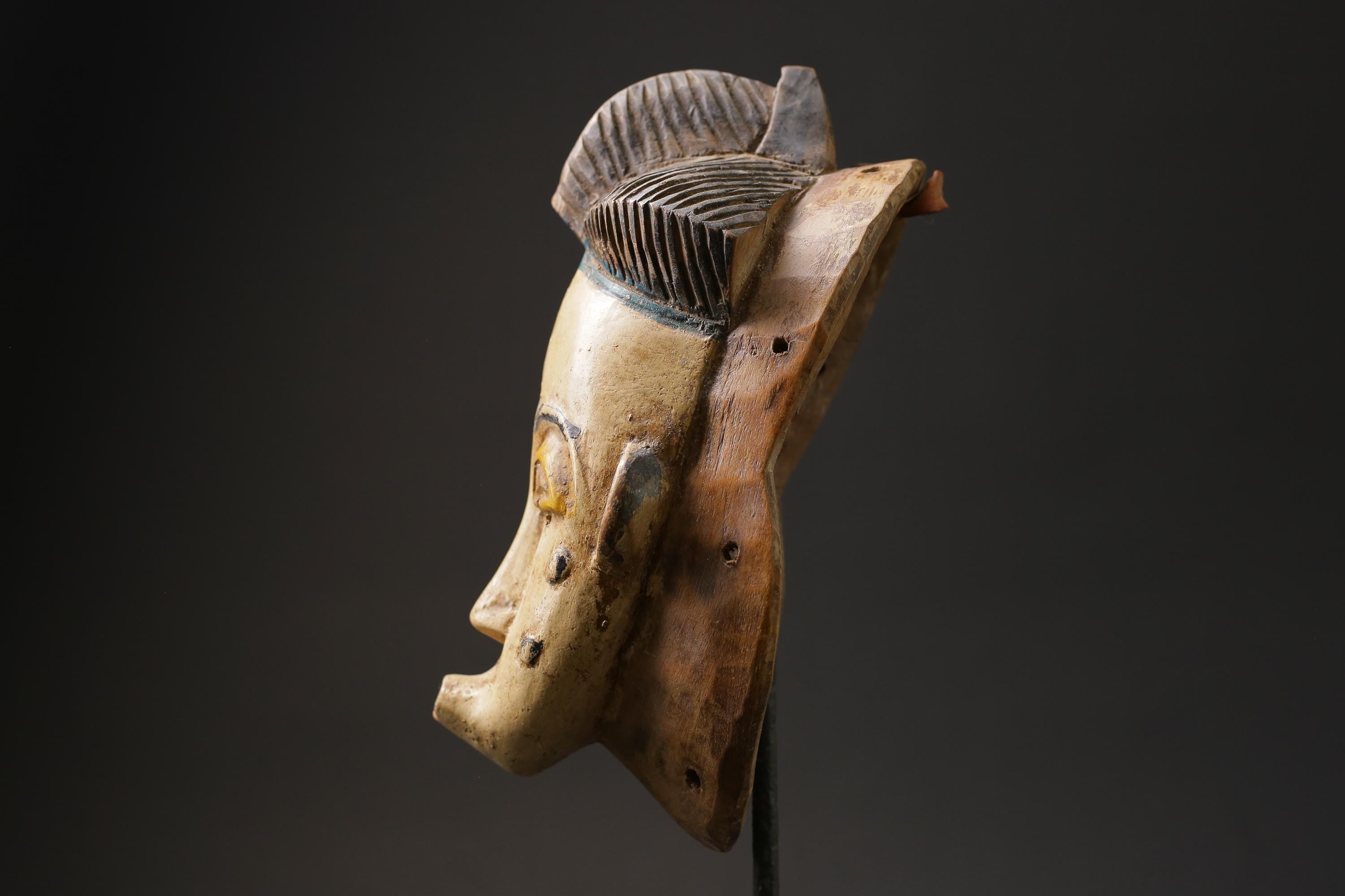 African wood mask antiques Face Vintage Wood Carved Hanging Guro masks for wall-G2448
