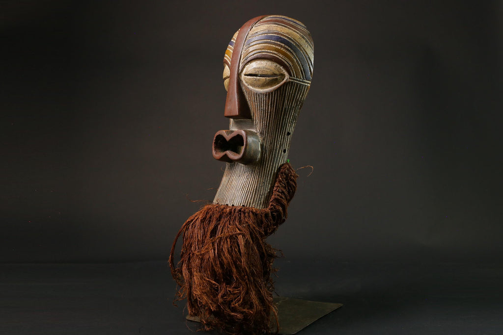 African Tribal Face Mask Wood Hand Wall Hanging Songye Kifwebe Mask Masks for wall-G2709