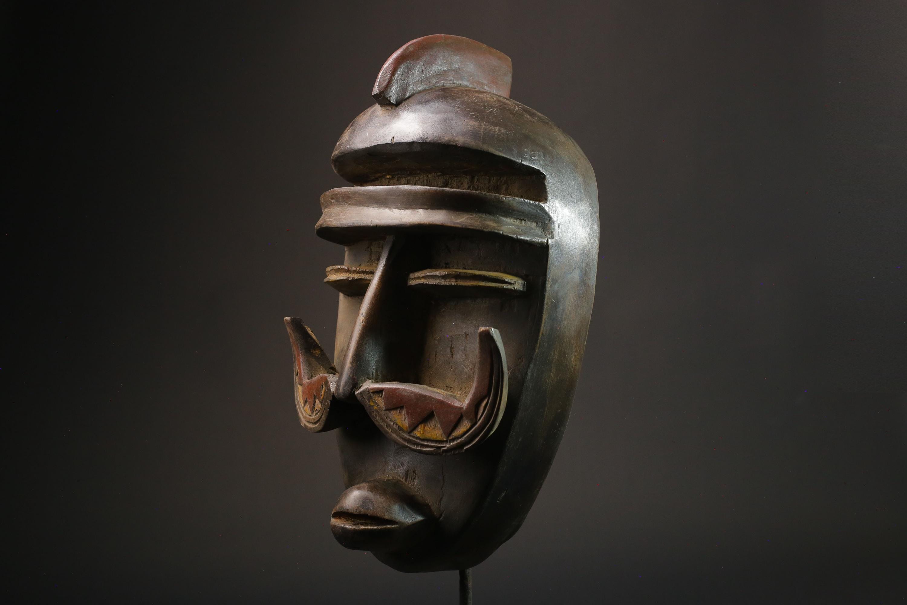 African wood mask antiques Dan Kran Mask Tribal Face Mask Wood Wall Hanging-8796