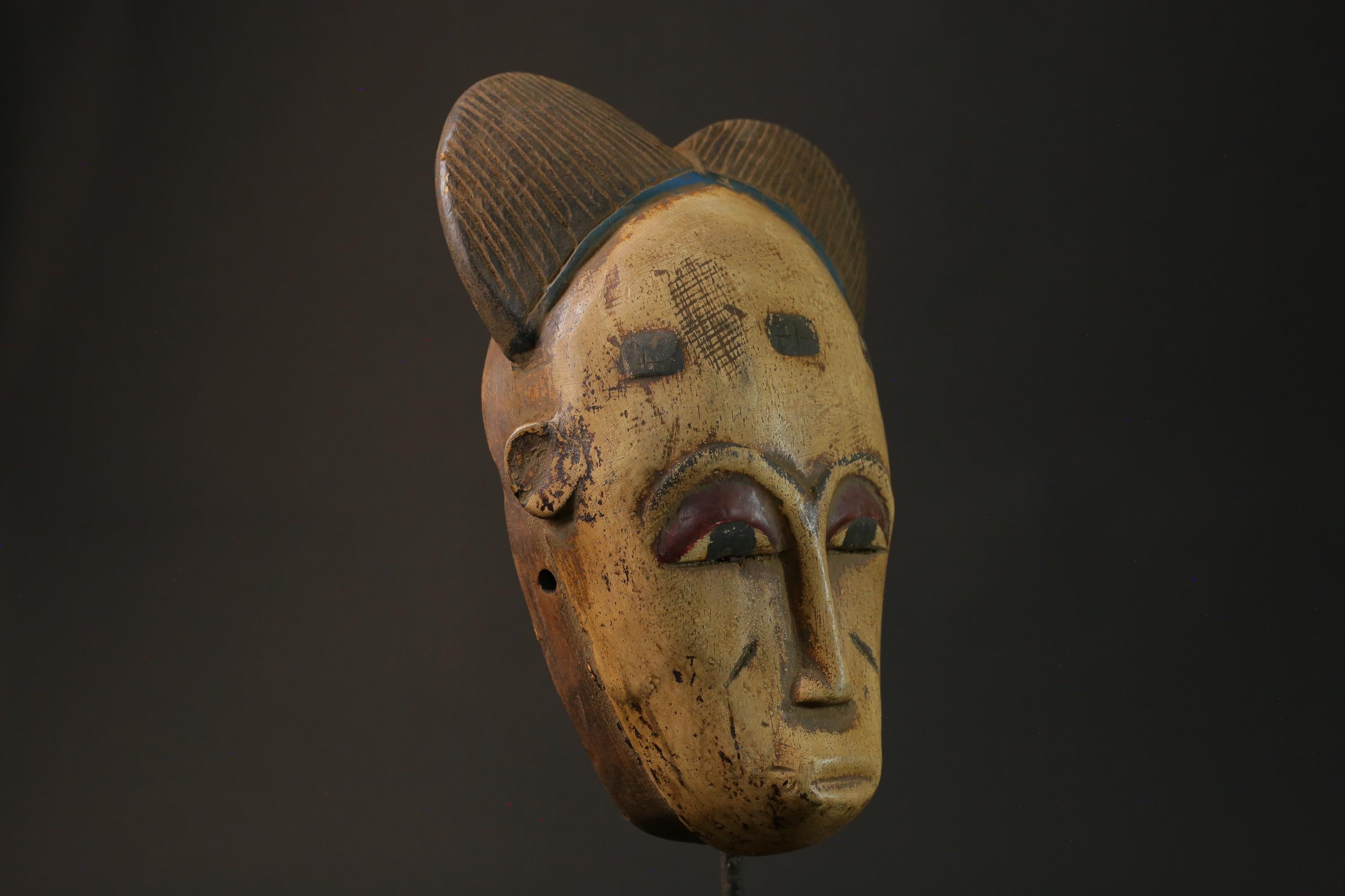 African wood mask antiques Carved wood Face Tribal antique Masks for wall- 4088