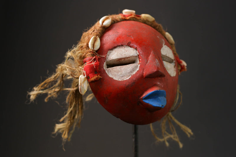African Masks for wall GHANA Wooden Handmade folk art Antiques Mid century-9848