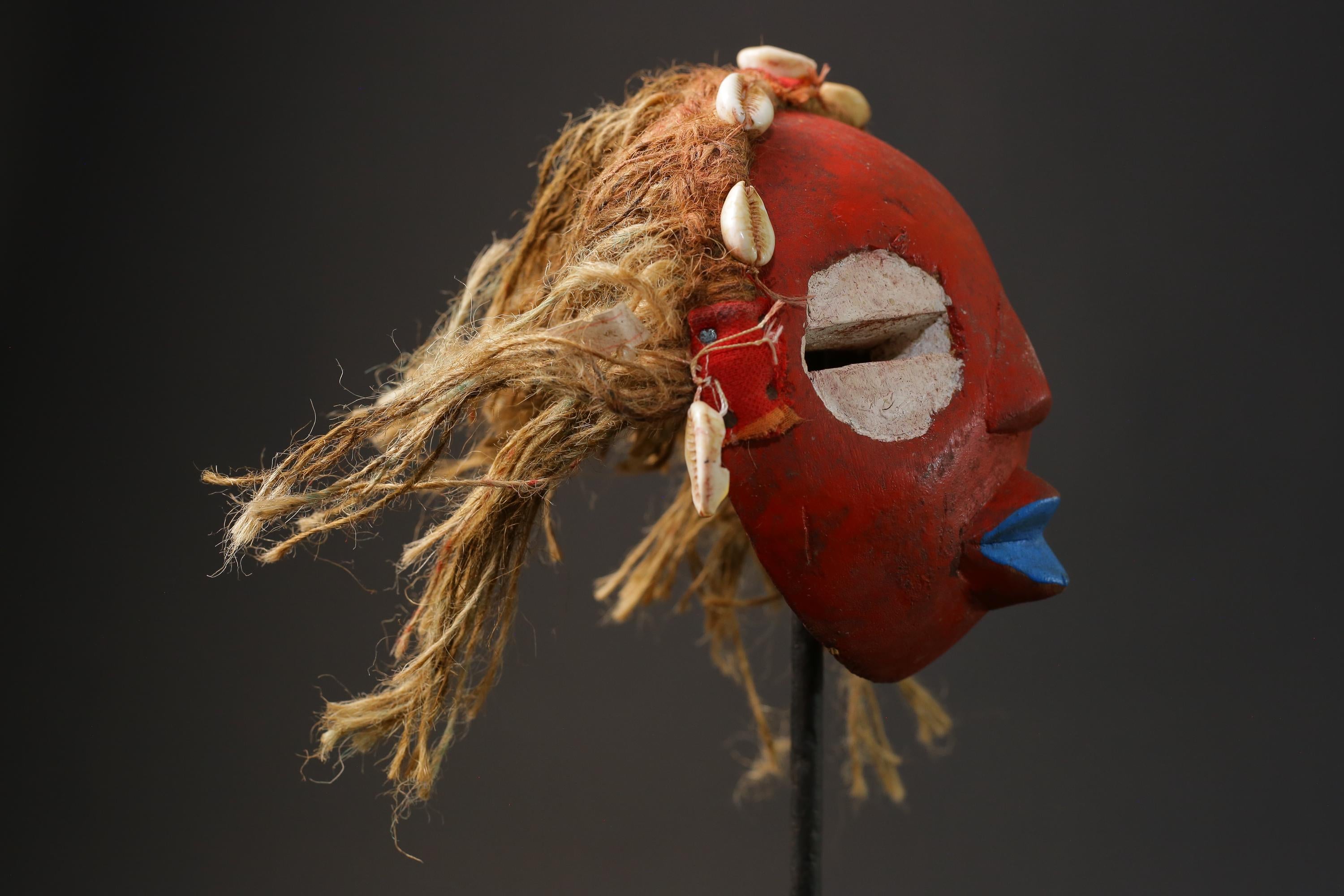 African Masks for wall GHANA Wooden Handmade folk art Antiques Mid century-9848
