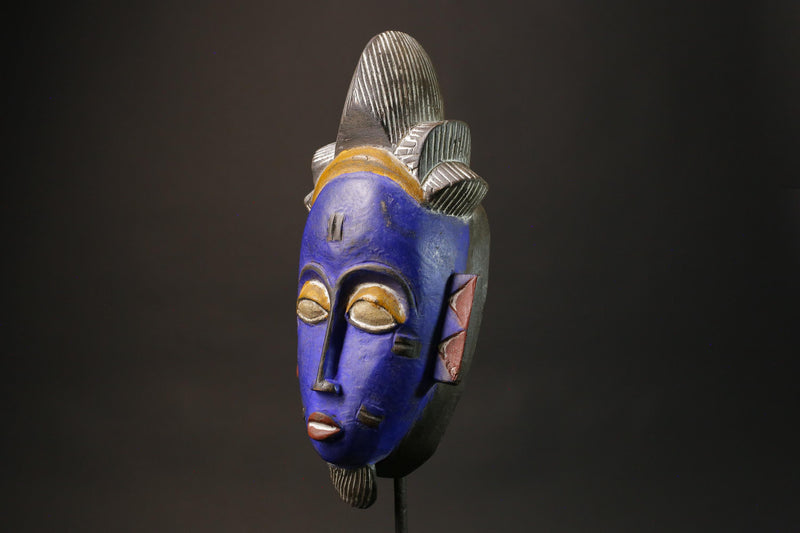 African Wood Mask The Tribal Mask Antiques Traditional Blue Guru Masks for wall-7371