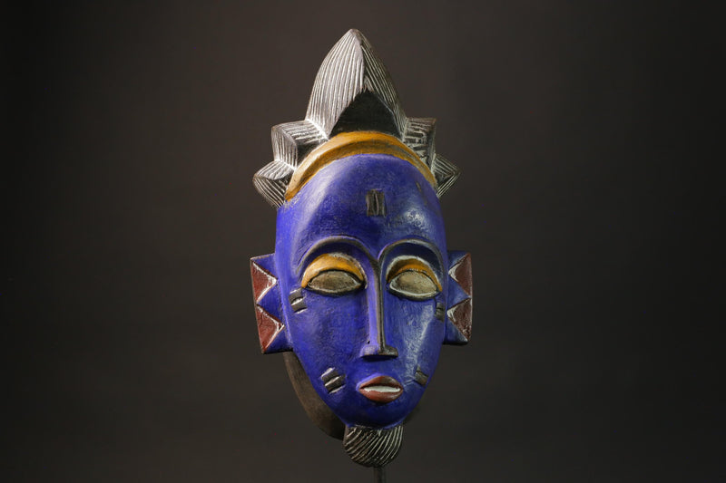 African Wood Mask The Tribal Mask Antiques Traditional Blue Guru Masks for wall-7371