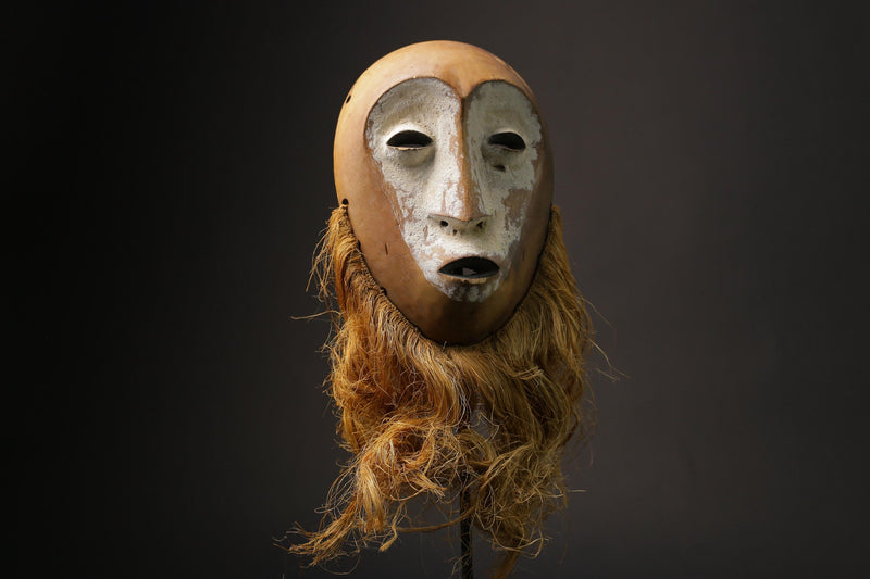 African Masks Lega Mask Carved Wall Hanging Primitive Art Masks for wall -G2466