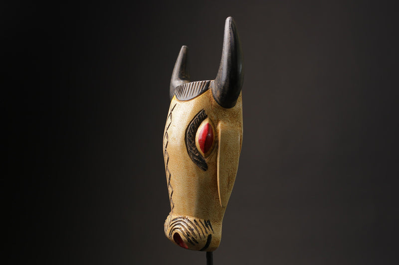 African mask Vintage Hand Carved Baule Authentic Handsome Bull mask Masks for wall-G2469