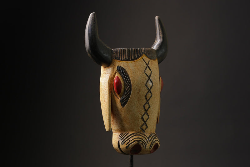 African mask Vintage Hand Carved Baule Authentic Handsome Bull mask Masks for wall-G2469