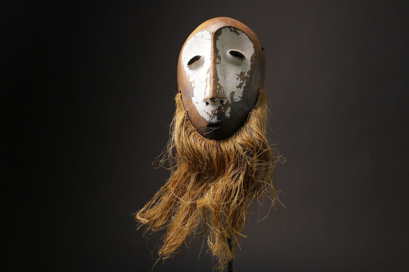 African Masks Lega Mask Carved Wall Hanging Primitive Art Masks for wall -G2470
