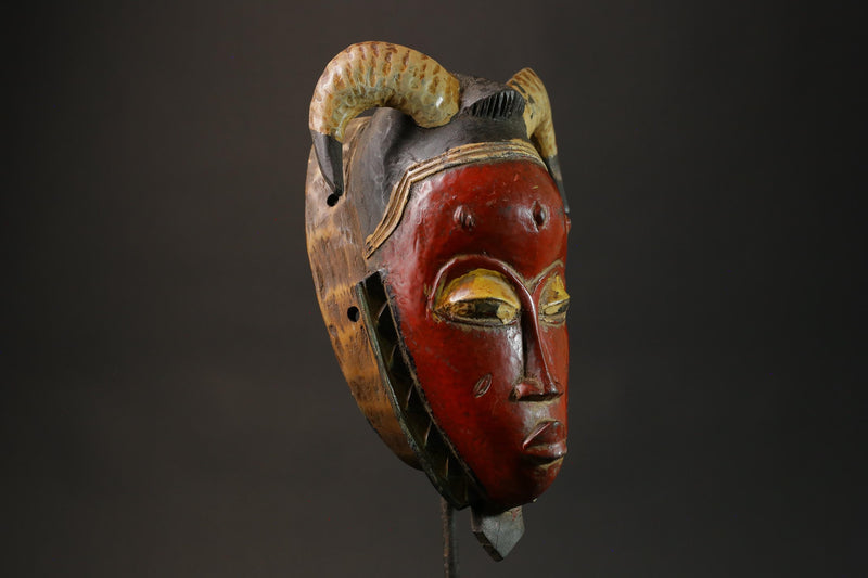 African wood mask Collectible Hand Carved wood Guro Mask Wall Home Décor -G2733