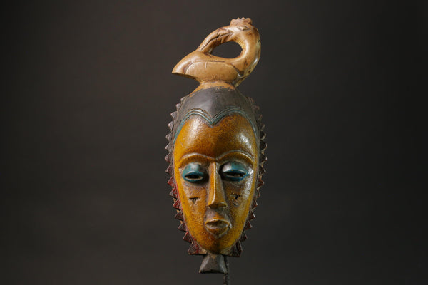 African wood mask Guru Mask Tribal Face Deep yellow In Color Wall Hanging-G2735