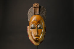 African Tribal Wood masks Home Décor Antiques Traditional yellow Guru Mask-G2738