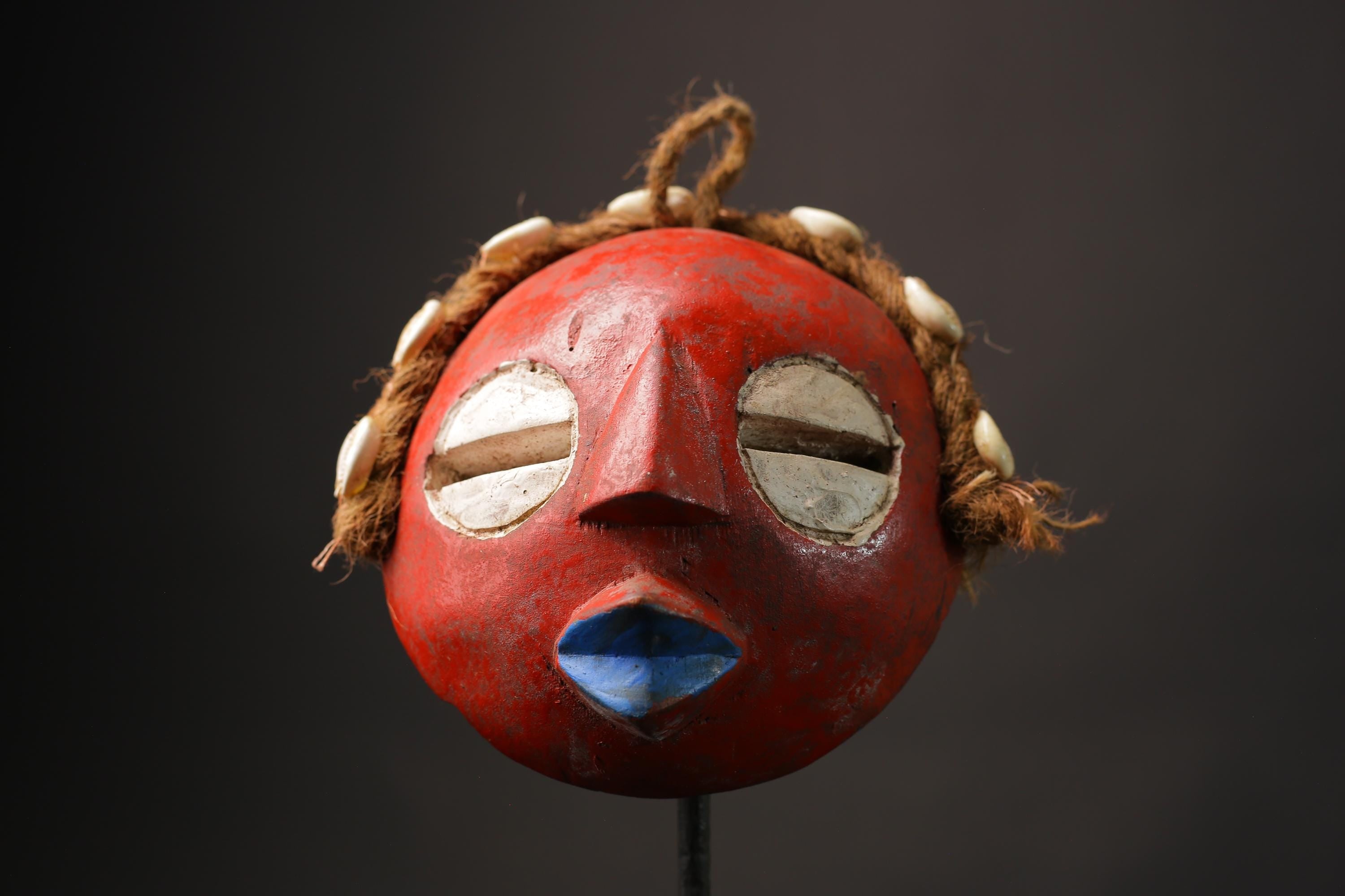 African Tribal Face Hand Carved GHANA Wood Round African Mask Edudzi Masks for wall-9880