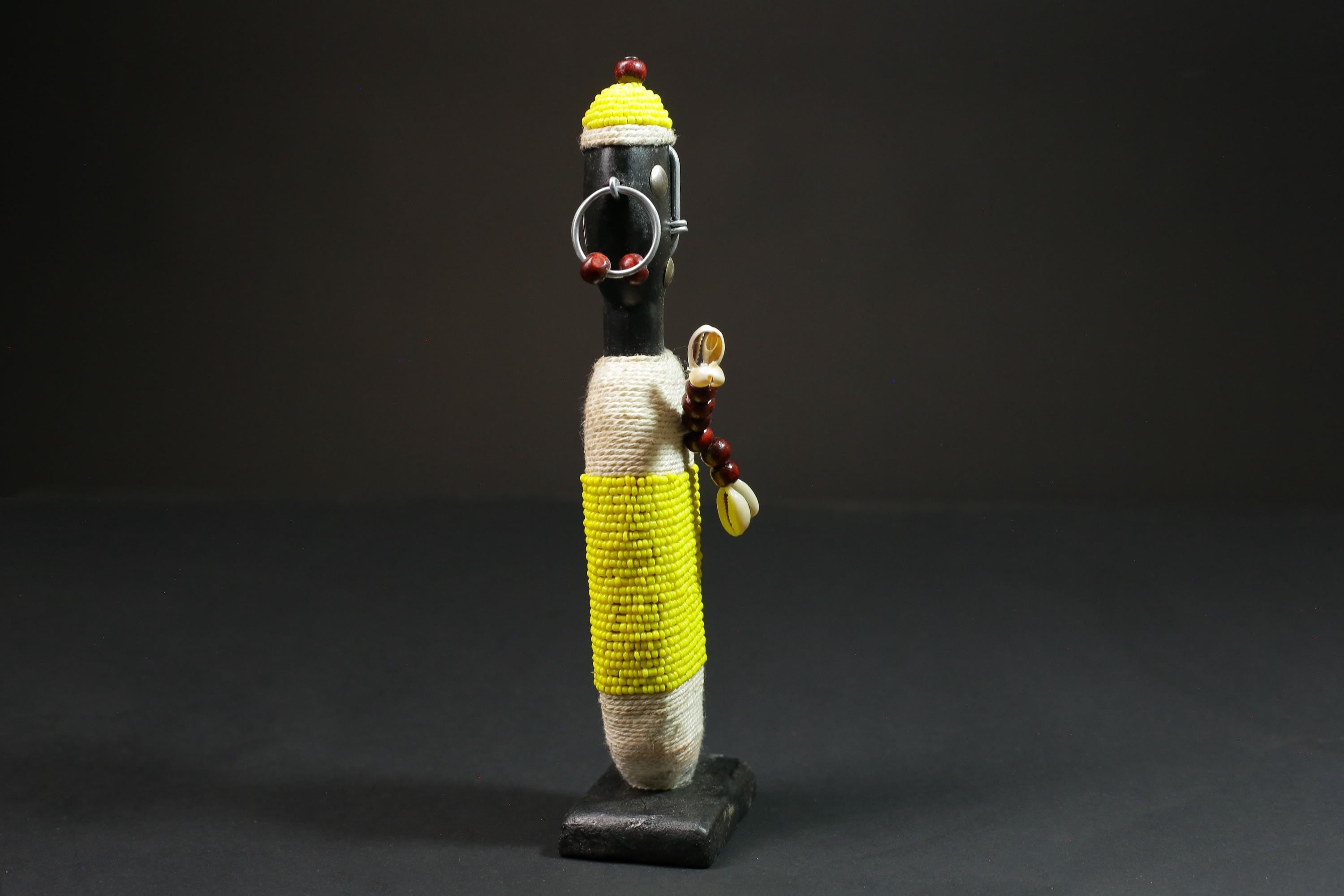 african statue wooden Beaded Namji Doll vintage Home Décor statue statue vintage hand carved statue-G1091