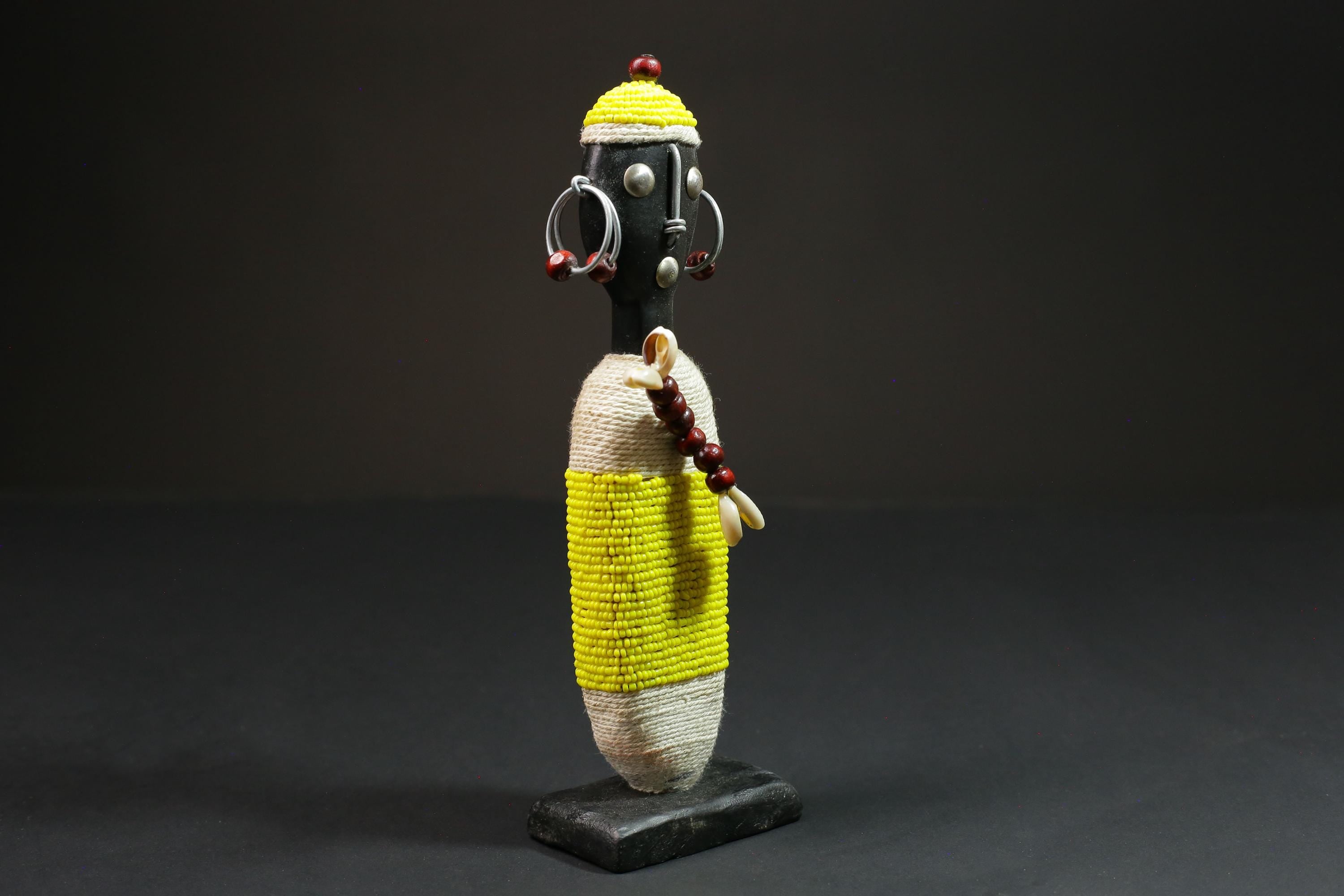 african statue wooden Beaded Namji Doll vintage Home Décor statue statue vintage hand carved statue-G1091