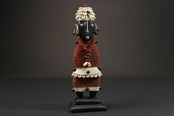 African statue figure sky Red Beaded Namji Doll wooden vintage Home Décor statue -G1063