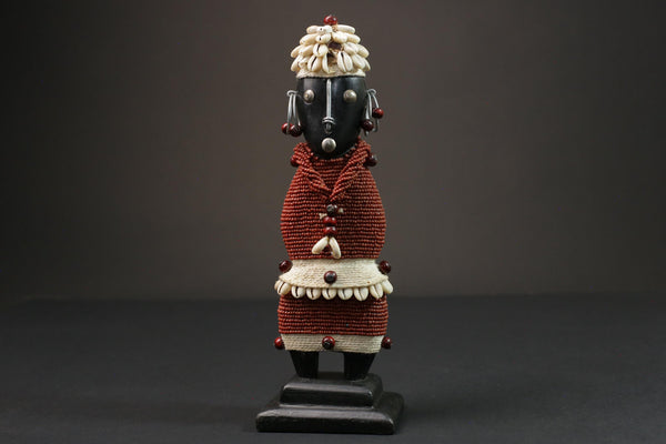 African statue figure sky Red Beaded Namji Doll wooden vintage Home Décor statue -G1063