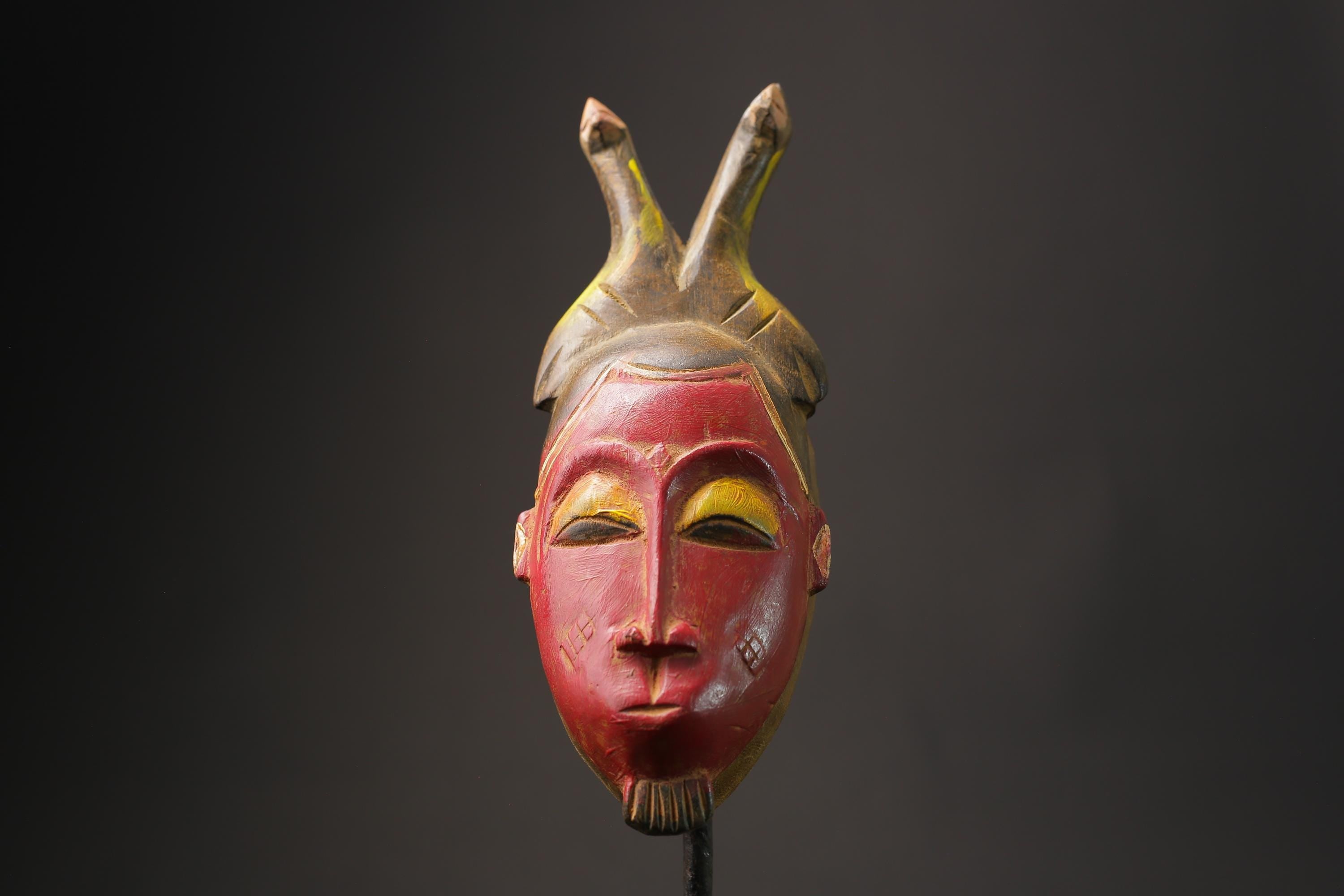 African wood mask antiques Guro Mask Handmade African Masks Wall Hanging -8632
