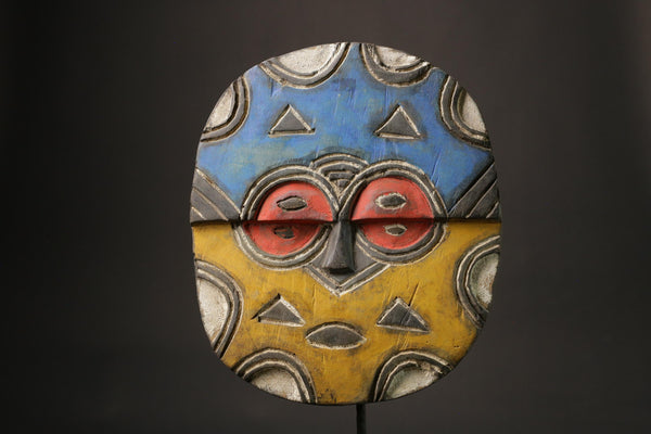 African mask wood African real figure vintage African masks for wall Carved Wall Hanging Téké Mask-7401