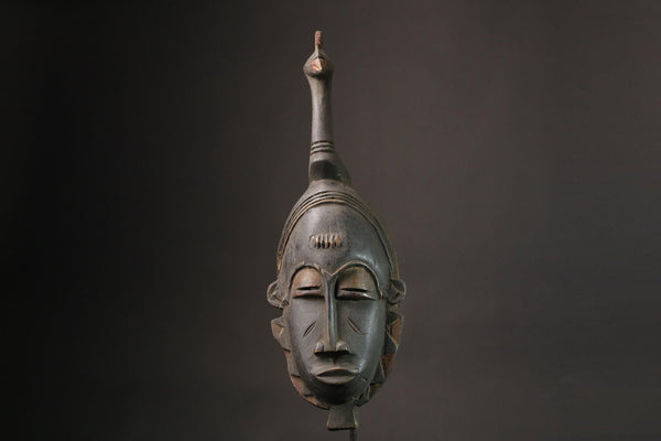 African mask Vintage Baoulé wood African real figure vintage African masks for wall -7408