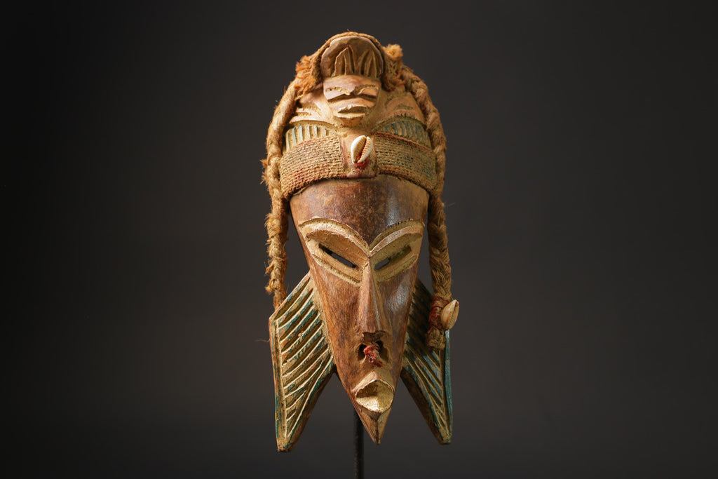African Tribal Wood masks Face vintage Wood Carved Hang Ghana’s Masks for wall-9914