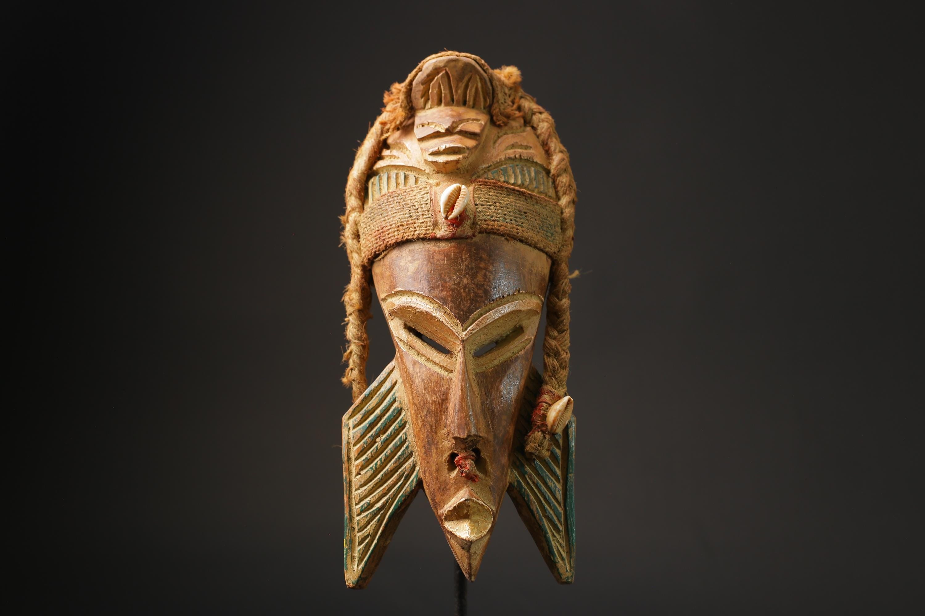 African Tribal Wood masks Face vintage Wood Carved Hang Ghana’s Masks for wall-9914