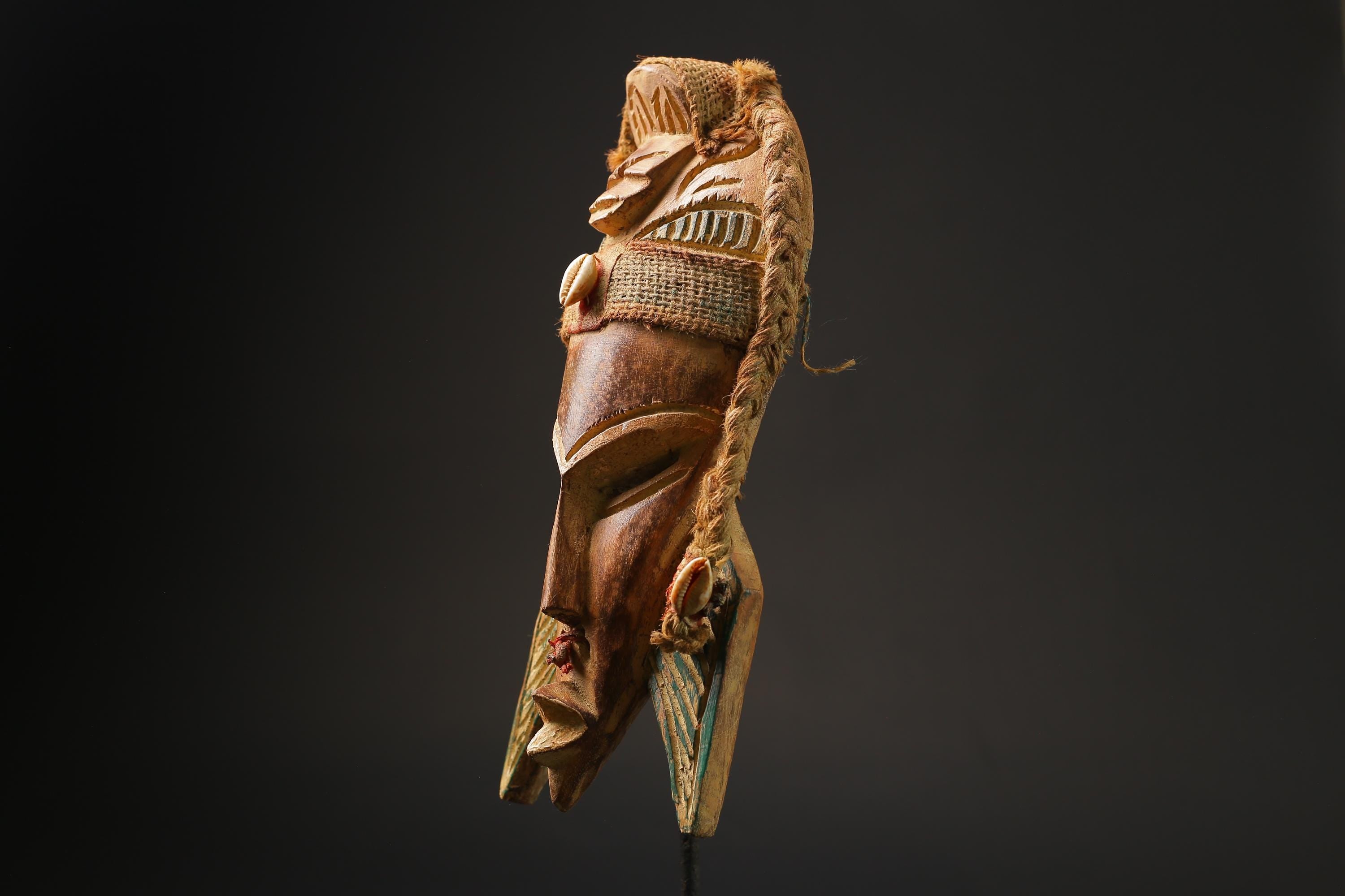 African Tribal Wood masks Face vintage Wood Carved Hang Ghana’s Masks for wall-9914