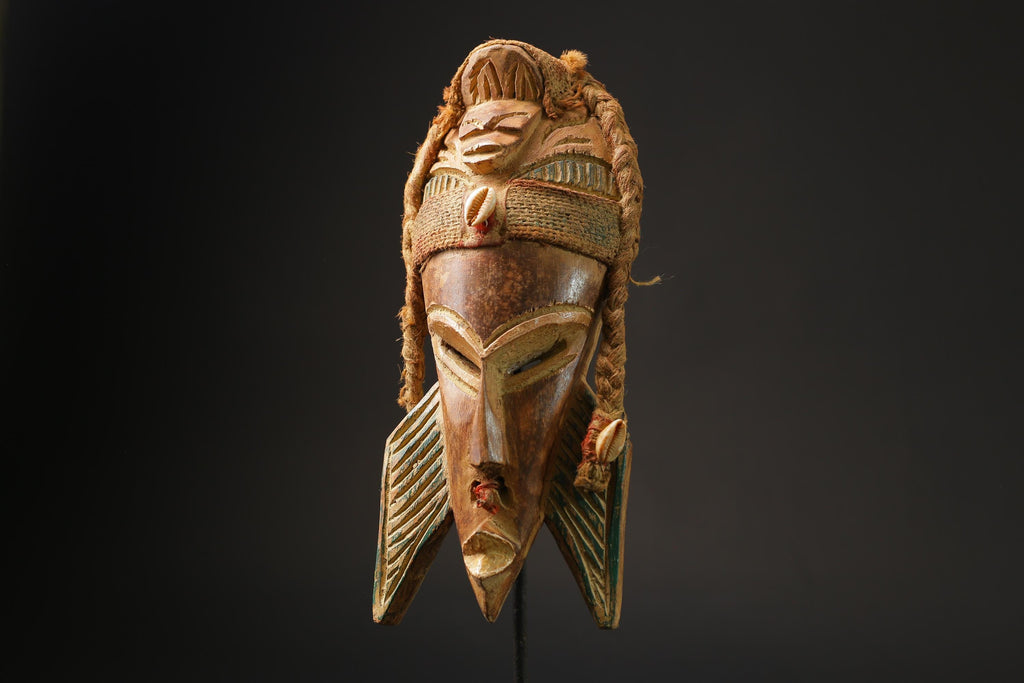 African Tribal Wood masks Face vintage Wood Carved Hang Ghana’s Masks for wall-9914
