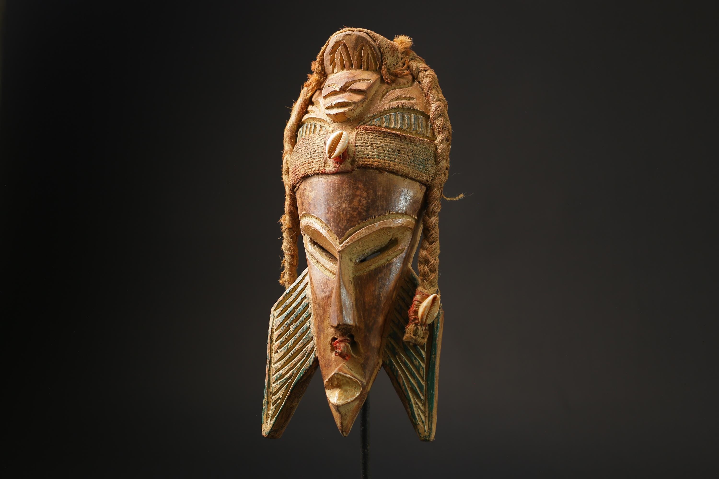 African Tribal Wood masks Face vintage Wood Carved Hang Ghana’s Masks for wall-9914