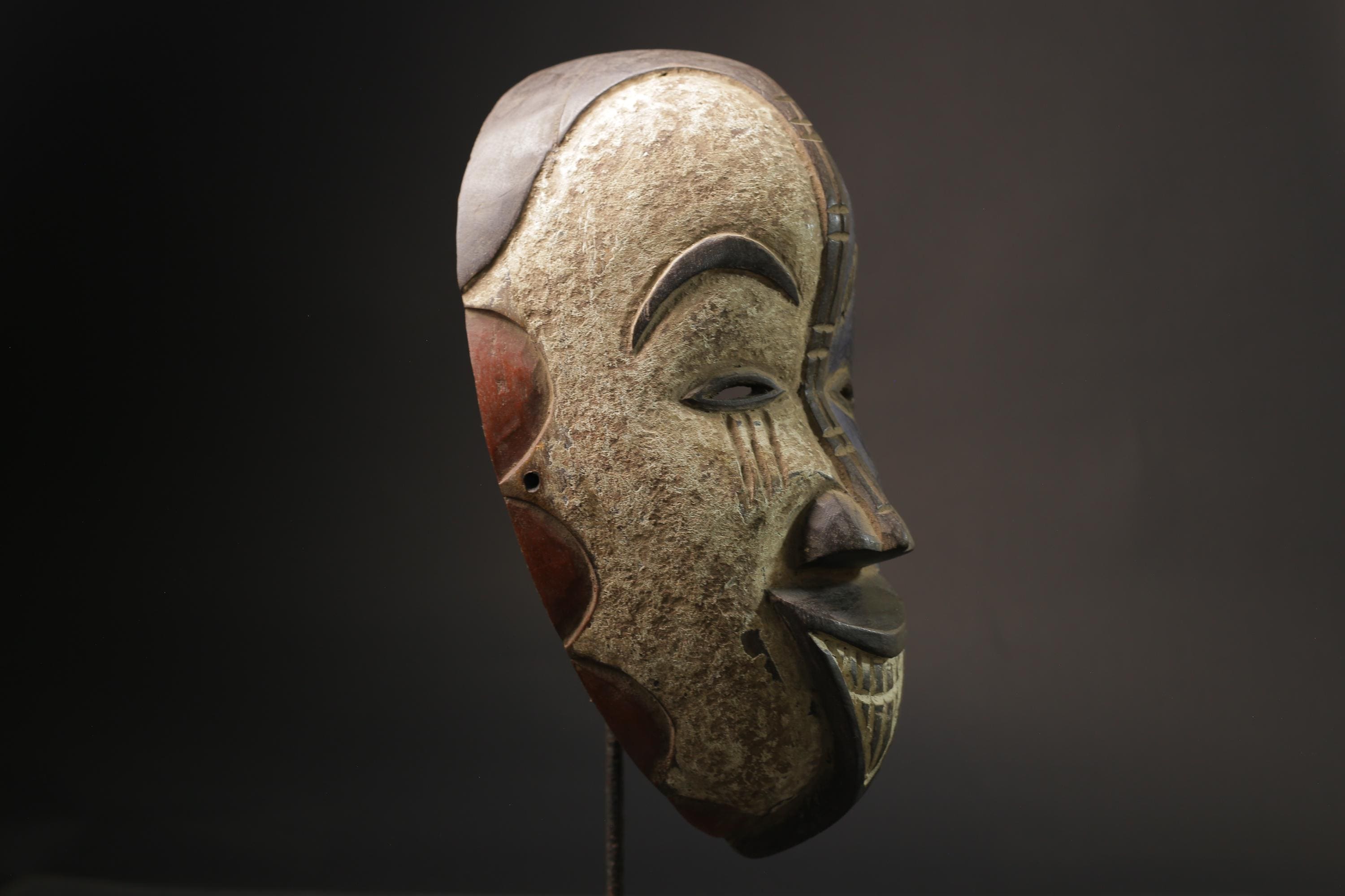 African Mask Tribal Igbo Face Mask Wood Hand Carved Vintage Wall Hanging Masks for wall-7133