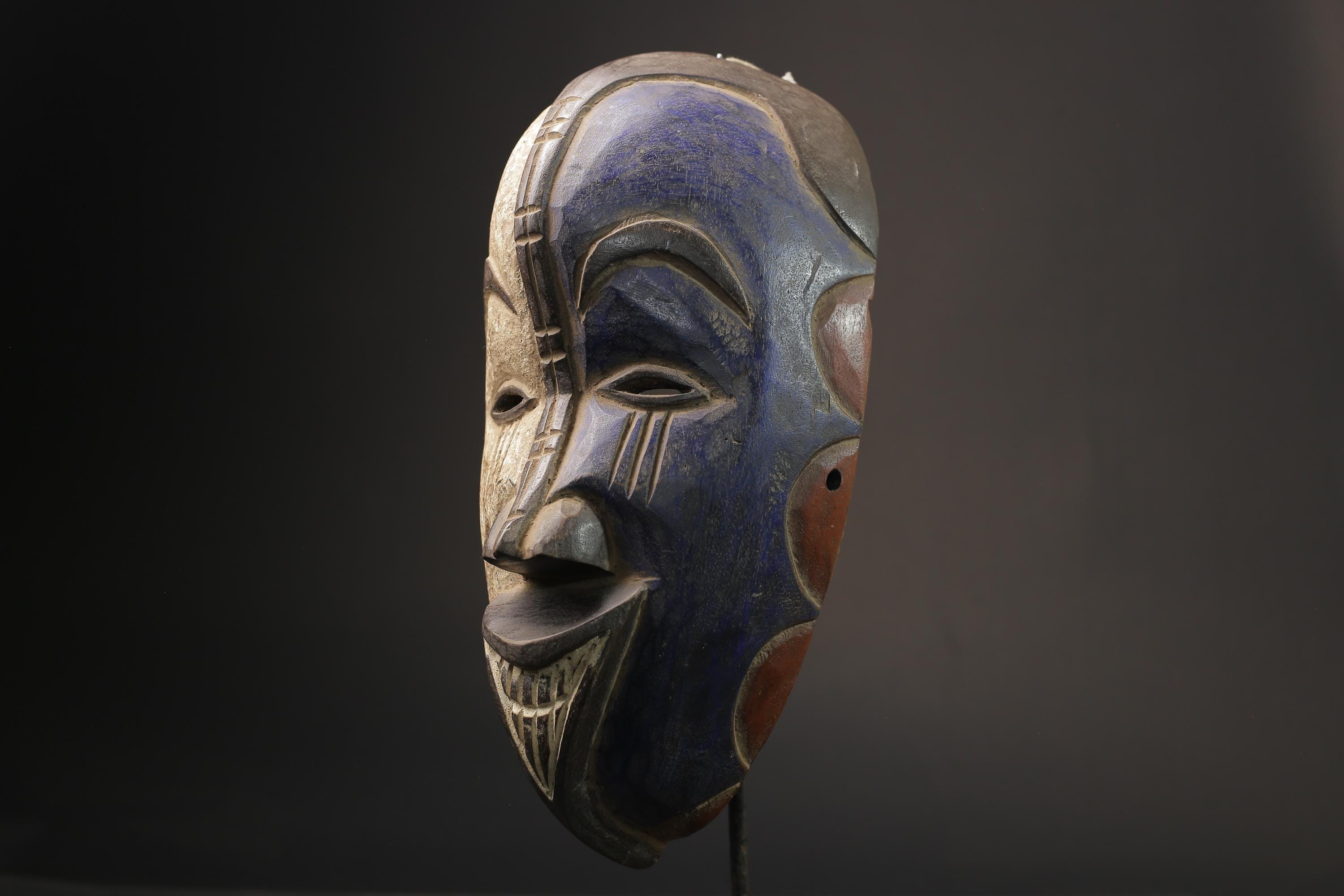 African Mask Tribal Igbo Face Mask Wood Hand Carved Vintage Wall Hanging Masks for wall-7133