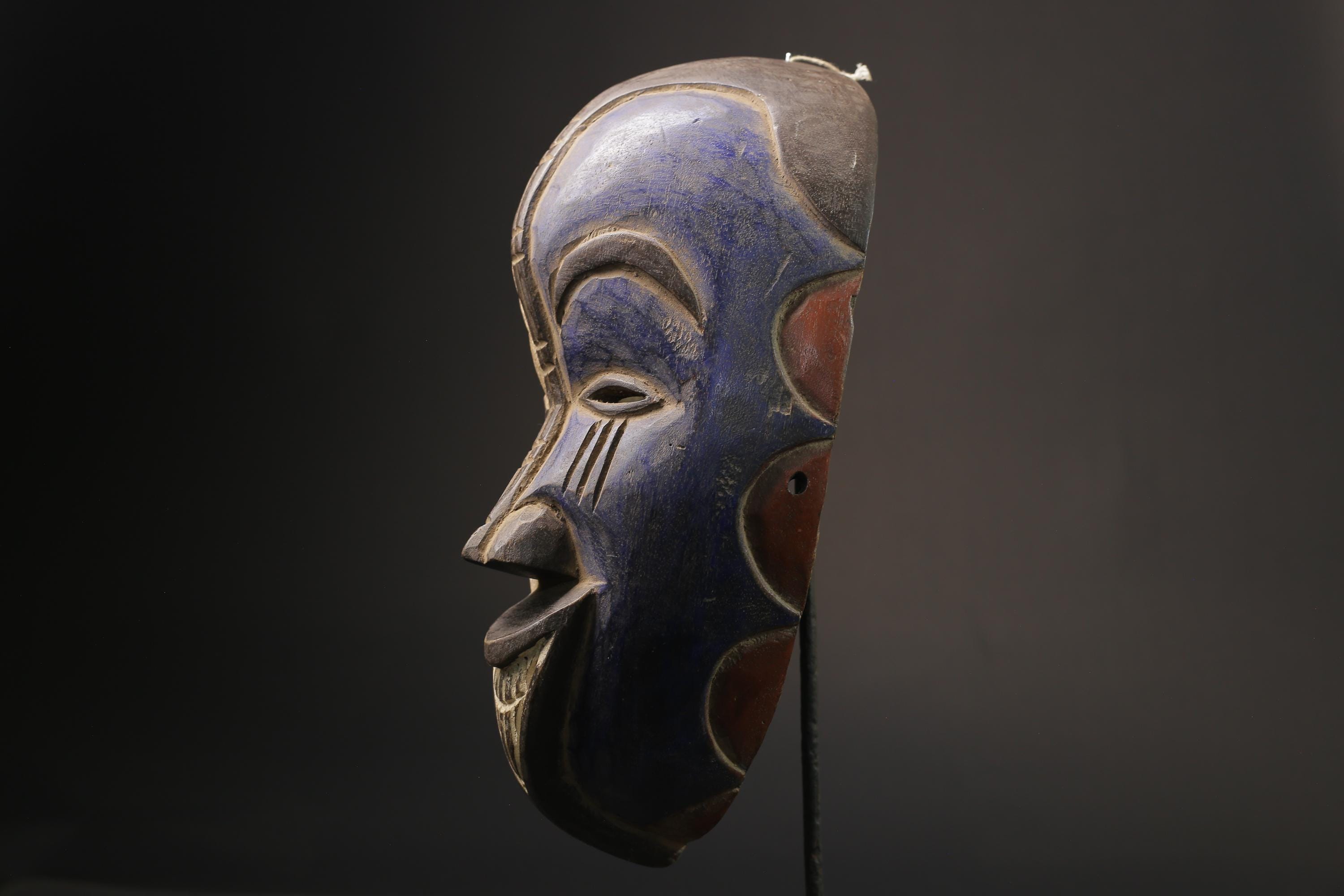 African Mask Tribal Igbo Face Mask Wood Hand Carved Vintage Wall Hanging Masks for wall-7133
