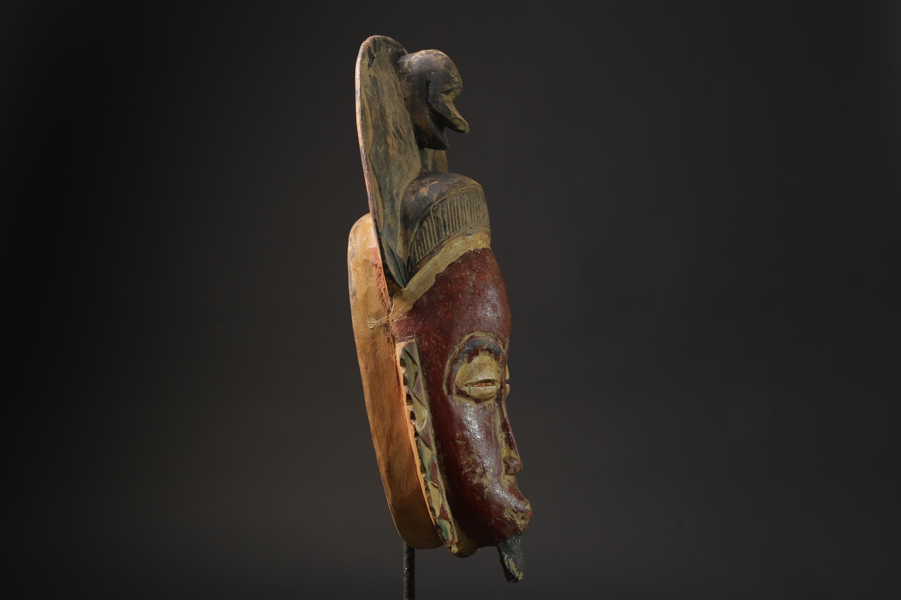 African Wooden Wall Hanging vintage art tribal one piece Home Décor Guro Masks for wall-9938