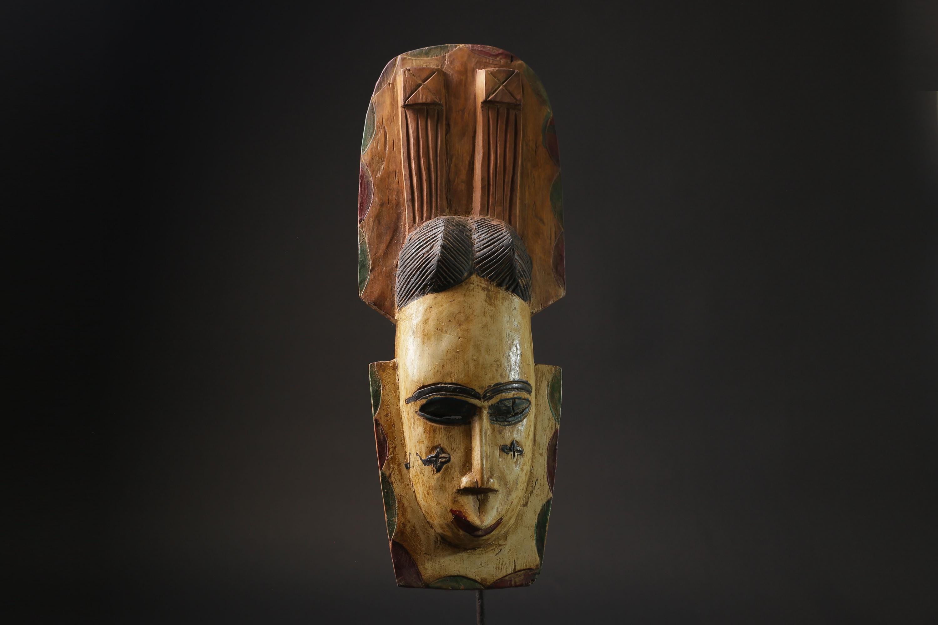 African wood mask antiques Tribal African tribal mask handcrafted Guro  Masks for wall-9941
