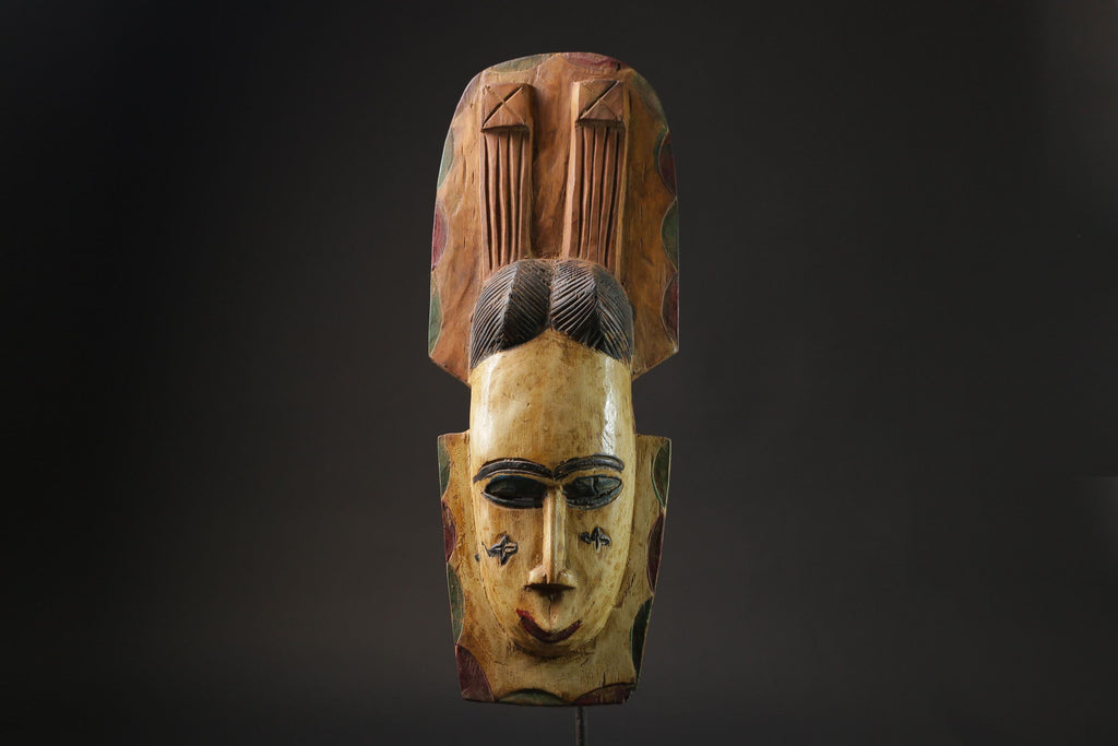 African wood mask antiques Tribal African tribal mask handcrafted Guro  Masks for wall-9941